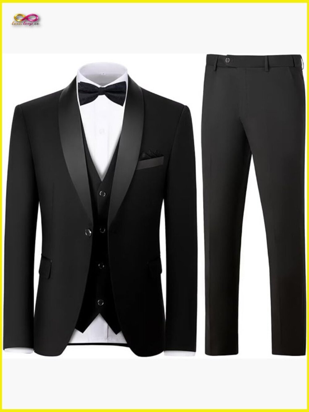 Slim Fit Shawl Lapel Suit Set Formal Business Tuxedo Jacket Vest Pants